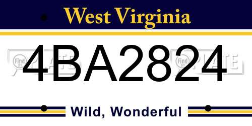 4BA2824 West Virginia License Plate