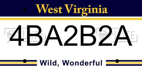 4BA2B2A West Virginia License Plate