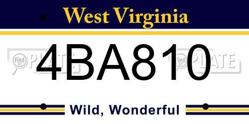 4BA810 West Virginia License Plate