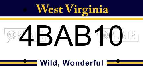 4BAB10 West Virginia License Plate
