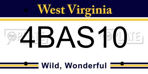 4BAS10 West Virginia License Plate