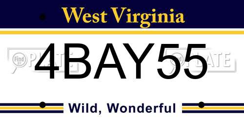 4BAY55 West Virginia License Plate