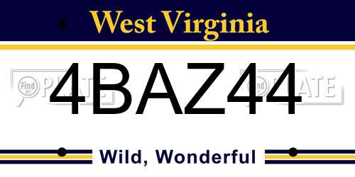 4BAZ44 West Virginia License Plate