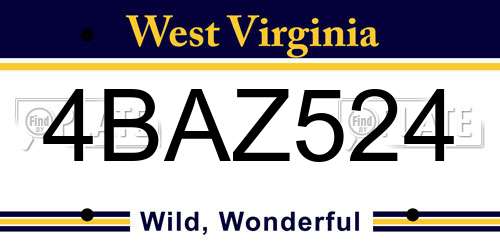 4BAZ524 West Virginia License Plate