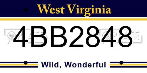 4BB2848 West Virginia License Plate