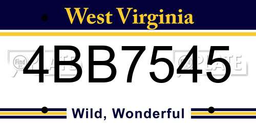 4BB7545 West Virginia License Plate