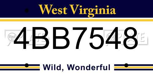 4BB7548 West Virginia License Plate