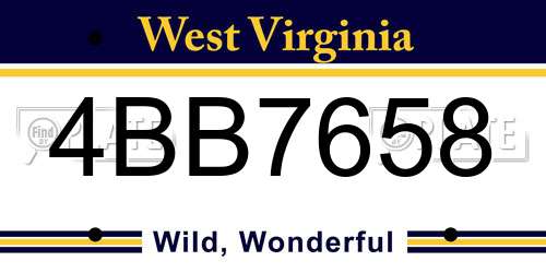 4BB7658 West Virginia License Plate