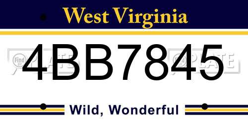 4BB7845 West Virginia License Plate
