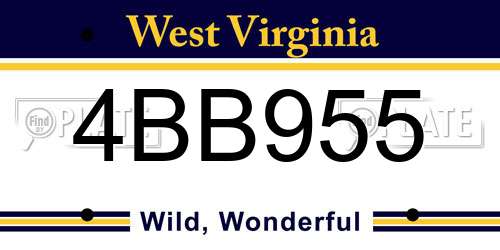 4BB955 West Virginia License Plate