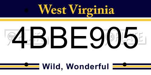 4BBE905 West Virginia License Plate