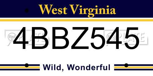 4BBZ545 West Virginia License Plate