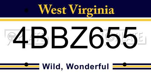 4BBZ655 West Virginia License Plate
