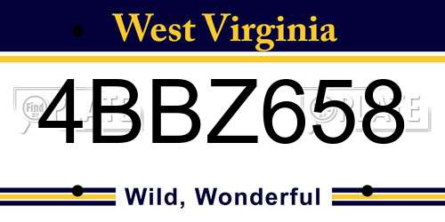 4BBZ658 West Virginia License Plate