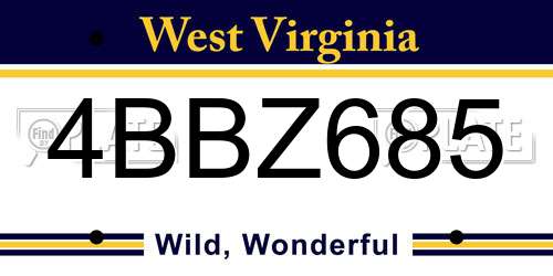 4BBZ685 West Virginia License Plate