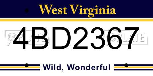4BD2367 West Virginia License Plate