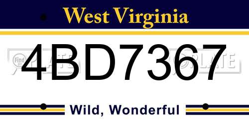 4BD7367 West Virginia License Plate