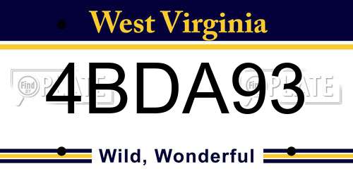 4BDA93 West Virginia License Plate