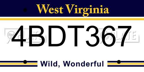 4BDT367 West Virginia License Plate