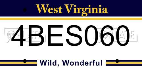 4BES060 West Virginia License Plate
