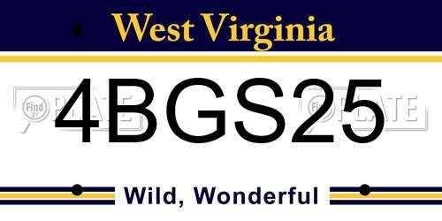 4BGS25 West Virginia License Plate