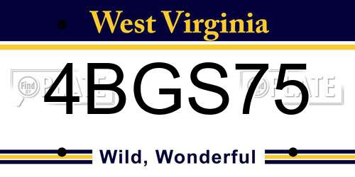 4BGS75 West Virginia License Plate