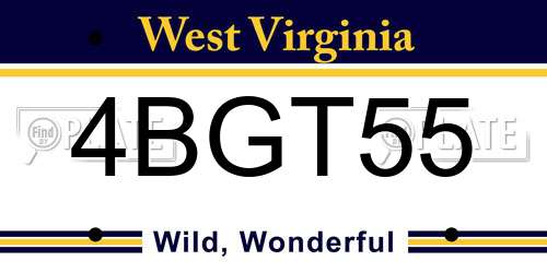 4BGT55 West Virginia License Plate