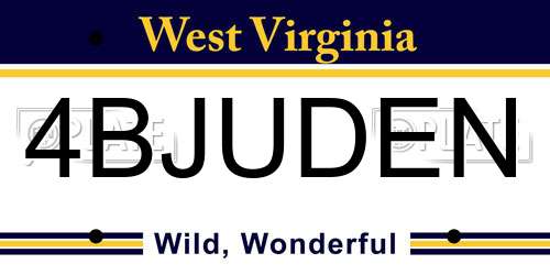 4BJUDEN West Virginia License Plate