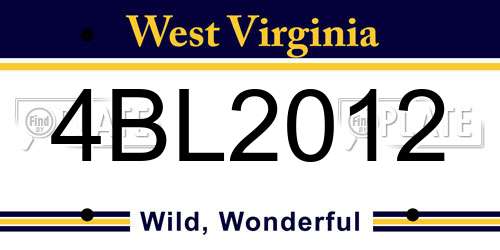 4BL2012 West Virginia License Plate