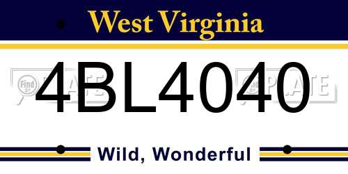 4BL4040 West Virginia License Plate
