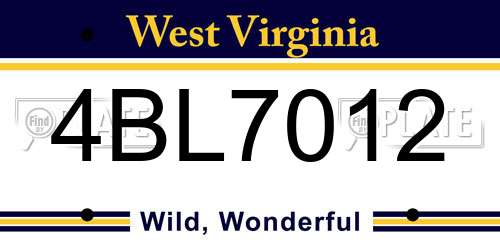4BL7012 West Virginia License Plate