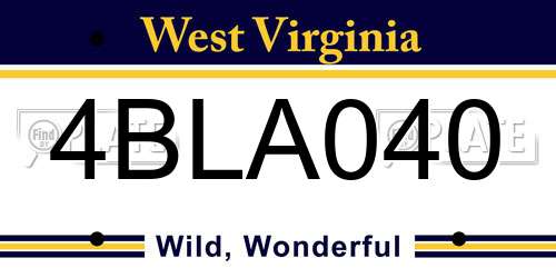 4BLA040 West Virginia License Plate