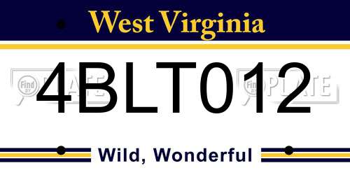 4BLT012 West Virginia License Plate