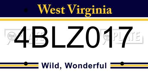 4BLZ017 West Virginia License Plate