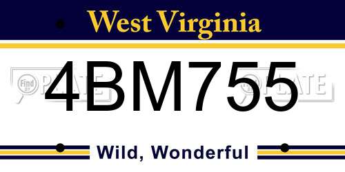 4BM755 West Virginia License Plate