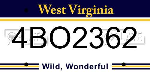 4BO2362 West Virginia License Plate