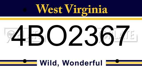 4BO2367 West Virginia License Plate
