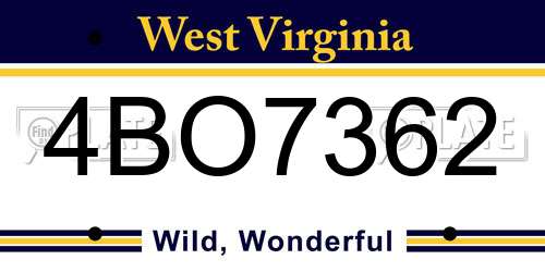 4BO7362 West Virginia License Plate