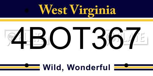 4BOT367 West Virginia License Plate