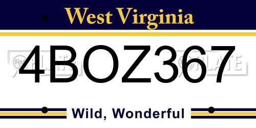 4BOZ367 West Virginia License Plate