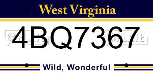 4BQ7367 West Virginia License Plate