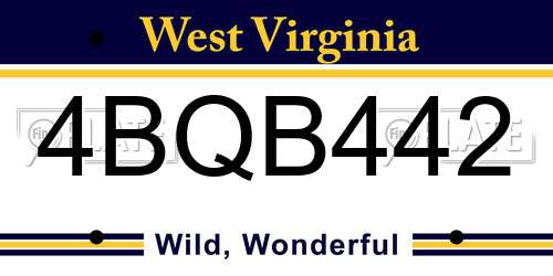 4BQB442 West Virginia License Plate
