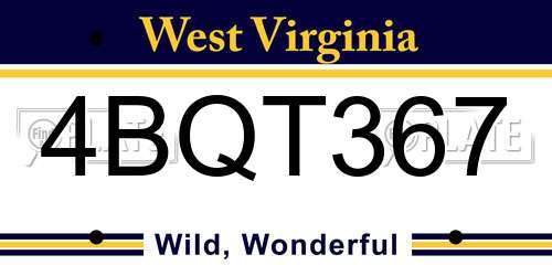 4BQT367 West Virginia License Plate