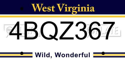 4BQZ367 West Virginia License Plate