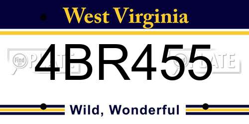 4BR455 West Virginia License Plate