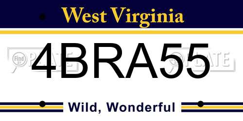 4BRA55 West Virginia License Plate