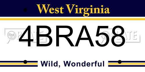 4BRA58 West Virginia License Plate