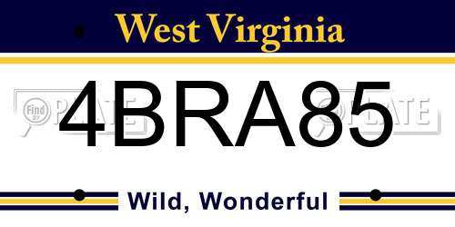 4BRA85 West Virginia License Plate