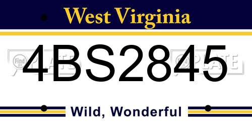 4BS2845 West Virginia License Plate