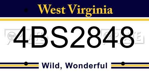 4BS2848 West Virginia License Plate